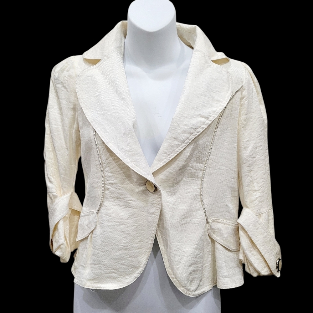 2/$20 Y2K Japan Made Cream Colour Blazer Jacket Size: XS